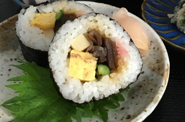 a thick roll of sushi